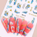 【ALLGOOD】3D Gradient Marble Nails Stickers Coloring Bloom Manicure Decals Golden Wave Stripe Slider Foil DIY Nail Art Accessories. 
