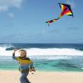 Outdoor Sky Dancer Toy Kite Polyester Fiberglass Triangle Flying Kite with Long Tail - Ramdom Color. 