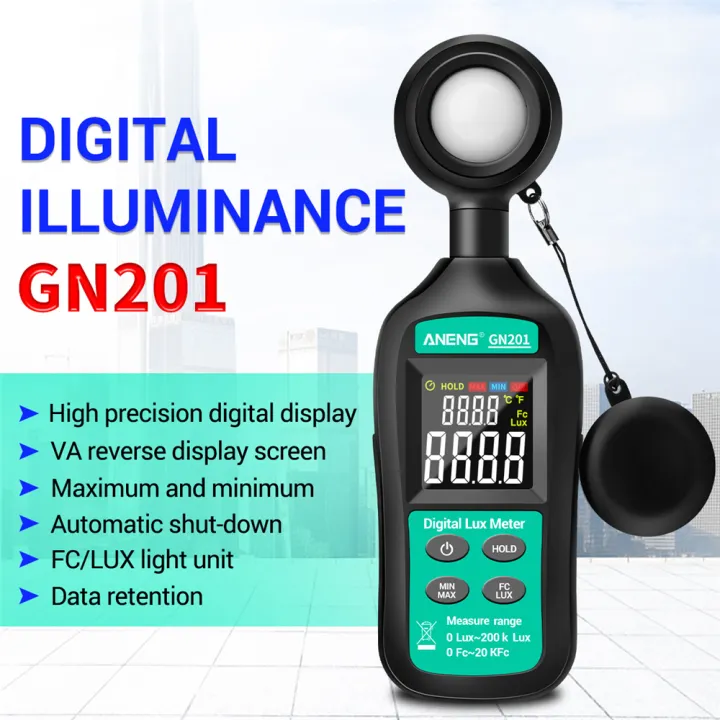 GN201 Luxmeter Digital Light Meter 200K Lux Meter Photometer Uv Meter ...