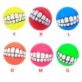 Pet Dog Squeaky Ball Play Toy Funny Smile Teeth Face Design Dog Toys for Small Medium Large Cleaning Tooth Dogs Cat Puppy Outdoor Balls Fetching Training Molar Bite Chew Squeak Sound Interactive Silicon Rubber PVC Tool Supplies. 