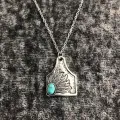 Western Design Cow Ear Tag Embossed Floral Turquoise Stone Dots Pendant Choker Necklaces for Women Cowgirl Neck Jewelry Gift. 