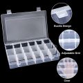 18/24 Grids Plastic Jewellery Organizer Box Adjustable Dividers Portable Clear Jewelry Storage Box. 