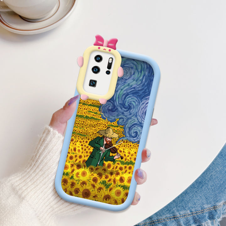 DuBaiNi Case For Huawei P30 Pro Fashion Sunflower Oil Painting Abstract Wind Van Gogh Monster Lens Protective Phone Casing Silicone Soft Cover