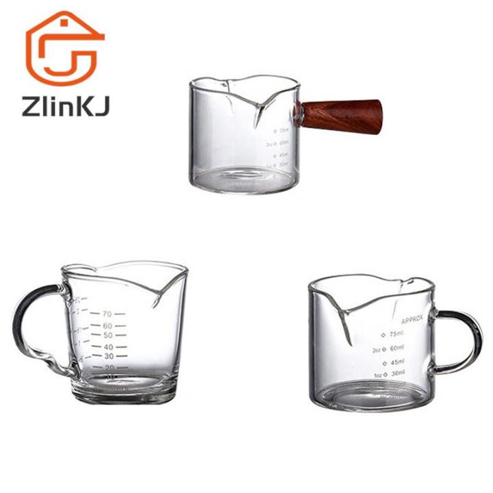 1pc 70/75ml Espresso Glass Double Spout Glass Measuring Cup Heat ...
