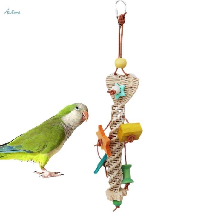 Bird Chewing Toy Handmade Large Parrot Toys for Conures Budgies Cockatoos 5x34cm