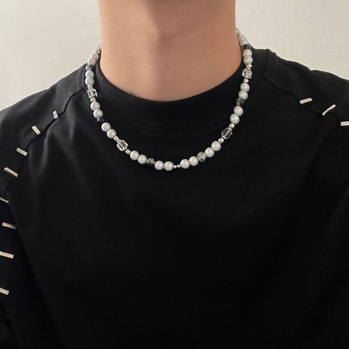 Time%20Offer%E3%80%91Reflective%20Pearl%20Stitching%20Cross%20Niche%20Clavicle%20Chain%20Men's%20Hip%20Hop%20Style%20Women's%20Chain%20-%20Image%206