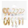 Fashion Pearl Hoop Earrings Set for Women Geometric Metal Circle Hoop Earrings New Trend Jewelry Gift. 