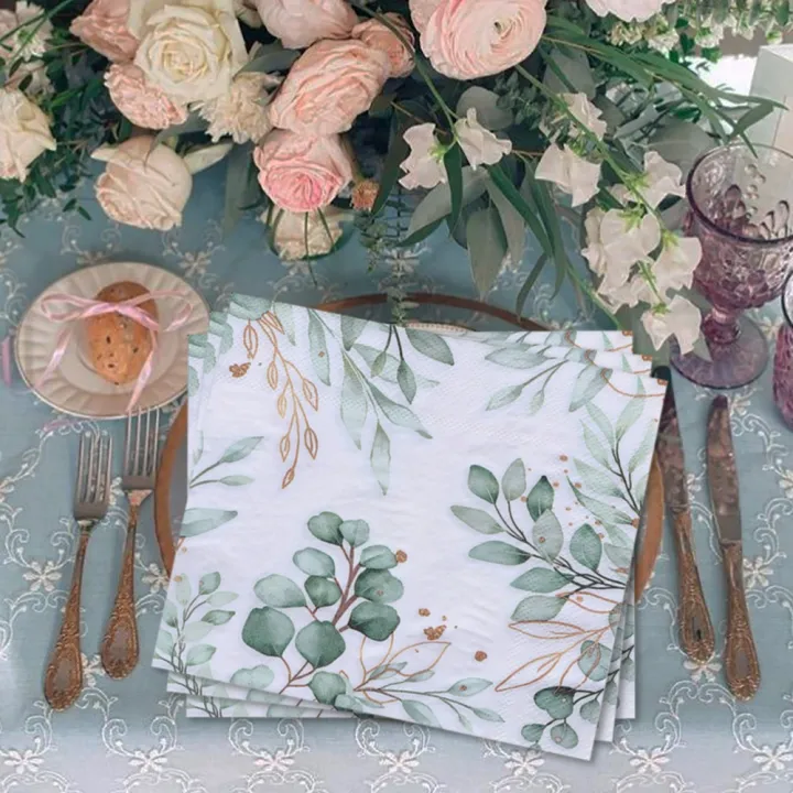 20pcs%20Green%20Printed%20Napkins%20Papers%20Mouth%20Wiping%20Cloth%20Paper%20Towels%20Party%20Celebrations%20Table%20Plate%20Placement%20Napkin%20Towels%20-%20Image%202