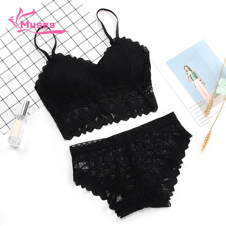 Muses%20Mall%20Lace%20Bra%20Pantis%20Set%202%20Pcs%20Women's%20Lace%20Underwear%20Set%20Seamless%20Wireless%20High%20Waist%20Anti-septic%20No%20Wire%20Bra%20Panties%20Set%20-%20Image%204
