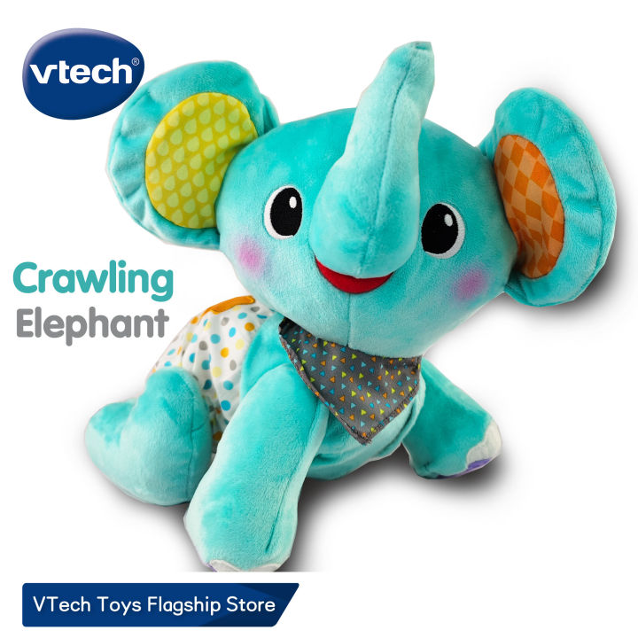 VTech Crawl with me Elephant Plush Toys Baby Crawling Toys 6 months 9 months 1 year Plush Crawling Elephant can crawl itself Music Toys Plush Toys Early Learning Toys Toddler Toys Boys and Girls