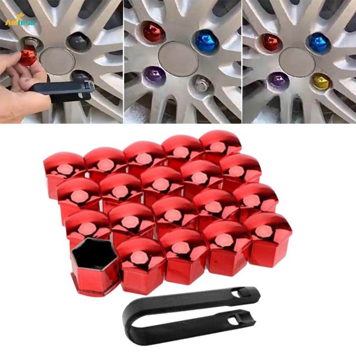 Bimecc Universal Black Nut Bolt Covers For Alloy Wheels - 21mm Hex Fitment