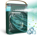 Portable Humidifier Air Cooler Mini Fan with 3 Speed Modes, Water Spray, 7 Color LED Lights, Timer, and USB for Home, Office, and Kitchen Use. 