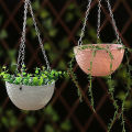 Balcony Chain Hanging Planters Flower Pot Basket Imitation Rattan Weaving Cologo. 
