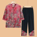 Old Women's Summer Grandma's Clothes Shirt 60 Years Old 70 Old Clothes Old Lady Shirt Middle-Aged Mom Suit. 