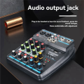Professional 4-Channel USB Audio Mixer Console with Bluetooth, Recording Capabilities for DJs and PC Mixing. 