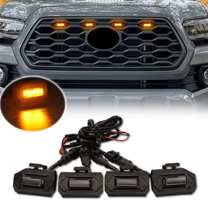 4PCS%20Car%20LED%20Front%20Grill%20Lights%20External%20Grill%20Lamp%20Smoke%20Amber%20Light%20Replacement%20Car%20Accessories%20-%20Image%202