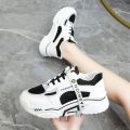 Women Sneakers h-heel GIrls Casual SPorts Shoes Low Cut Students White/black SHoes. 