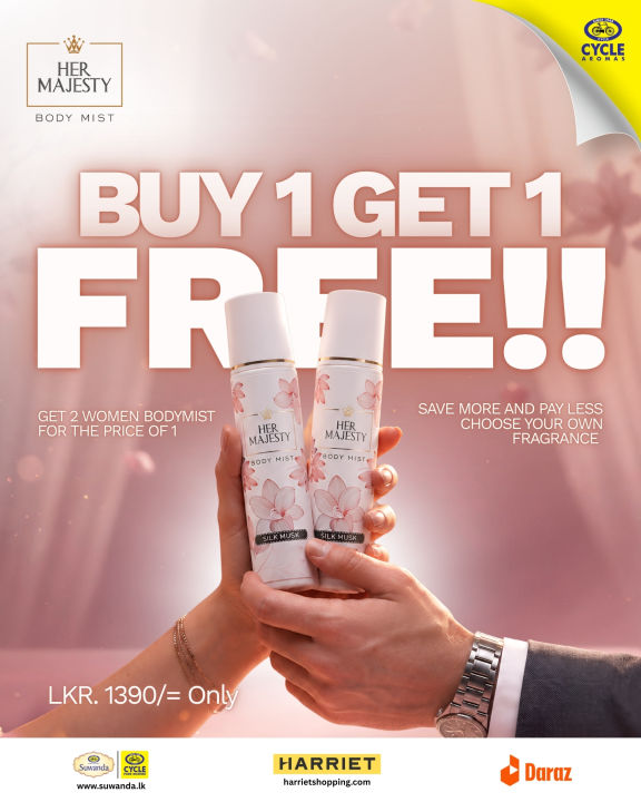 Buy 1 Get 1 free, Her Majesty Silk Musk Women's Body Mist -135ml