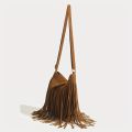 【ThinkWay】Boho Style Tassel Crossbody Bag Vintage Suede Shoulder Bag Casual Fringe Messenger Bag For Women. 