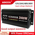 KOGEEK 2000W Pure Sine Waveform Universal Inverter DC 12V 24V 48V 60V to 220V LCD Screen Inverter. 
