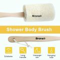 Natural Loofah With Wooden Handle Back Scrubber Exfoliating Bath Shower Sponge. 