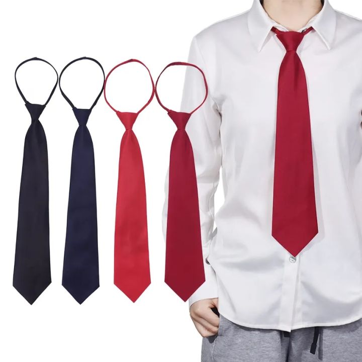 Lazy Zipper Tie Security Ties For Men Women Doorman Steward Matte Necktie Black Red Tie Clothing Accessories