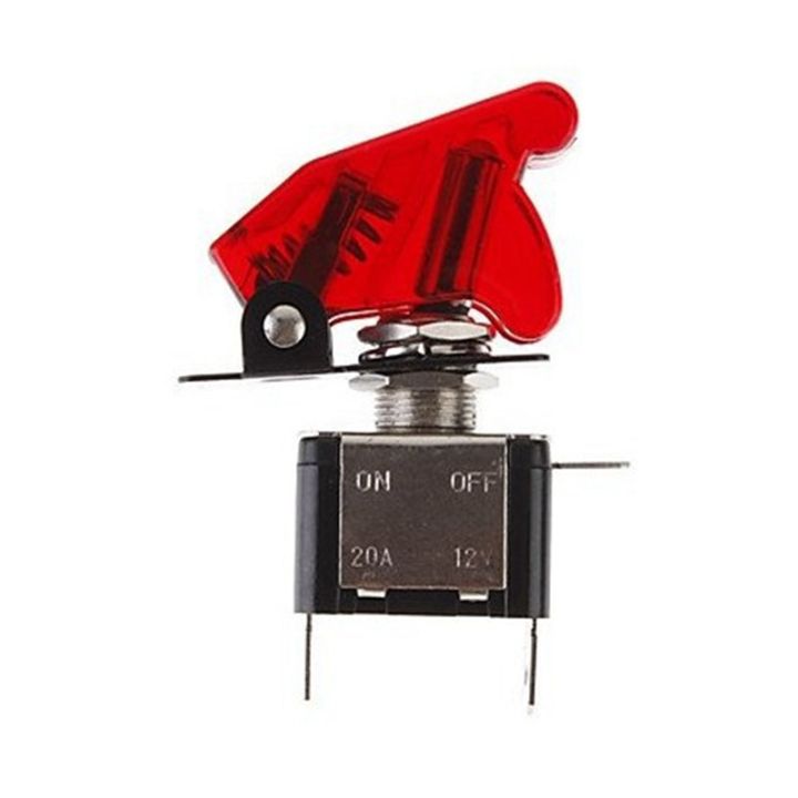 【Red】 12V Illuminated LED Toggle SPST with Safety Aircraft Missile Style Flip Up Cover Guard Auto Car Boat Truck