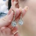 New Ins 2024 Exquisite Crystal Water Drop Dangle Earrings Luxury Zircon Earings for Women Girl. 