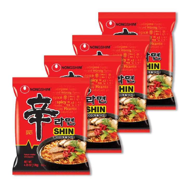 Original Korean Shin Ramen - Spicy Shin Instant Ramen Noodle - Chunky Vegetables, Premium Microwaveable Ramen Soup Mix, Savory & Rich