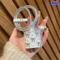 Sirend Cute 3D Clear Bowknot Pearl USB Cable Protective Cover for IPhone 18W/20W Data Line Bite Head Cord Fast Charging Protector Case. 