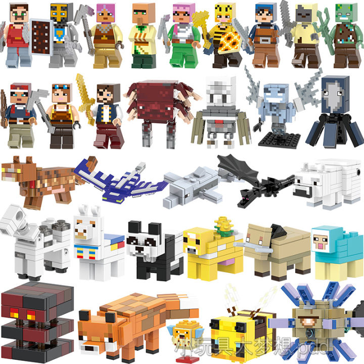 【New Arrivals】Compatible with LEGO Minecraft Minifigures Looters Ancient Guardians Gloopers Skeletons Building Blocks Assembly Toys