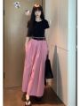 Tea Series Wear a Set of Short Sleeves T T-shirt Top Suit Women's Summer Dress Temperament High Waist Skirt Mid-Length Skirt. 