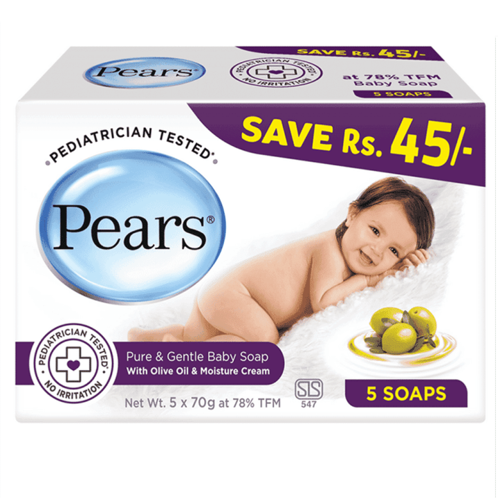 Pears Pure and Gentle Multipack, baby soap, 350g