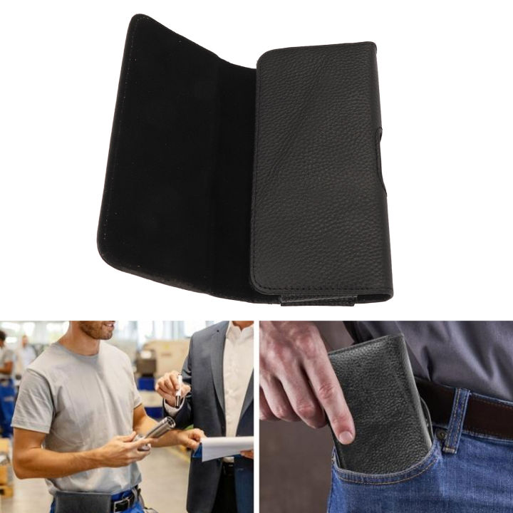 Phone Waist Bag Clip Case Waist Holder Cowhide Leather Side Magnetic Holder