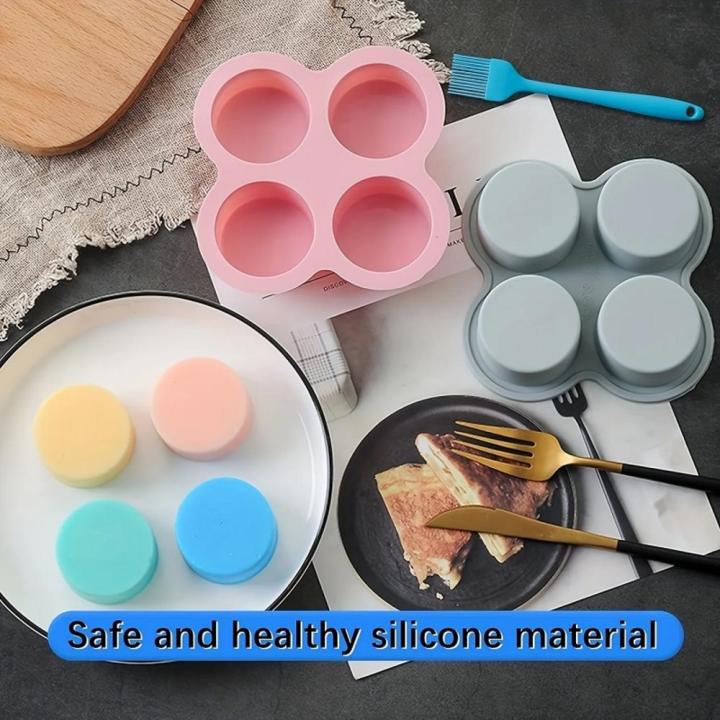 Round Shape Air Fryer Egg Mold Easy Clean Silicone Egg Cooking Silicone Egg Pan Non-Stick 4-Cavity Egg Steamer Mold for Healthy Cooking Breakfast Prep Kitchen Gadget Air Fryer Accessory Home Chefs