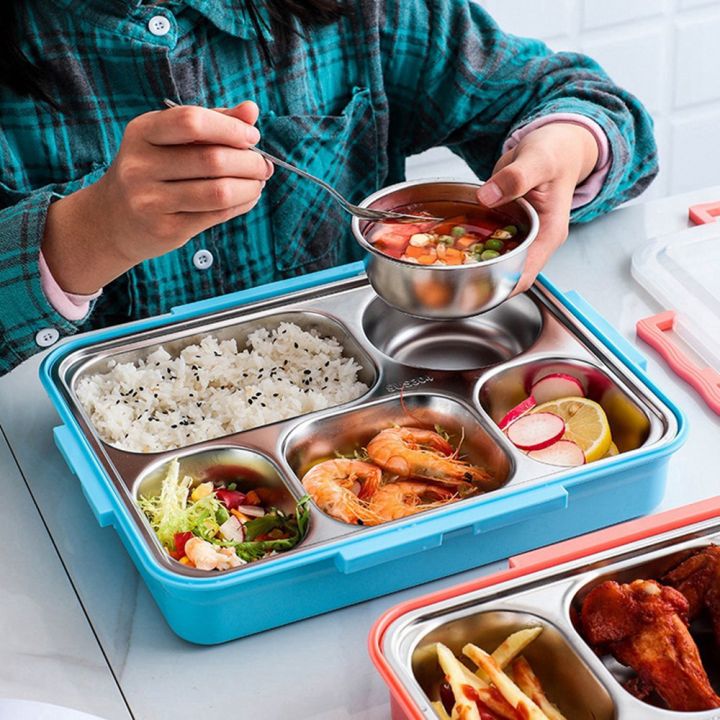 5%20Compartments%20Lunch%20Box%20Stainless%20Steel%20Leak-Proof%20Large%20Bento%20Boxes%20Soup%20Container%20School%20Dinnerware(Pink)%20-%20Image%204