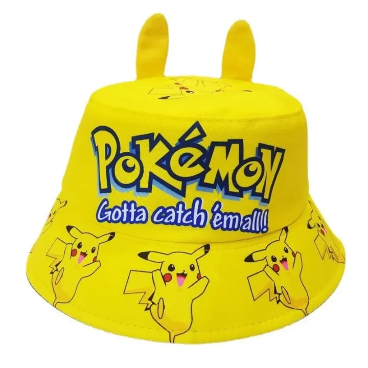 MengshanHigh%20Quality%20Pokemon%20cartoon%20character%20Pikachu%20sports%20children's%20fisherman%20hat%20cute%20print%20pot%20small%20elves%20ears%20shading%20hat%20party%20gift%20toys%20-%20Image%203