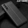 KEYSION Shockproof Case for Samsung S22 Ultra 5G S24+ Leather Texture Silicone Phone cover for Galaxy S23 Ulta S21 FE S20 FE. 