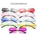 Sunglasses Women Personality Trend Unique Razor Blade Funny Sun Glasses Catwalk Party  Hop Eyewear Rimless Rectangle. 