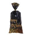 50pcs Gold Black Gift Bags Quality Happy Birthday Gold Dot Cookie Bags Plastic Waterproof Candy Bags Party. 