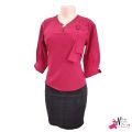 Round Neck Top With Long Sleeves Fashionable Office Wear Blouse. 
