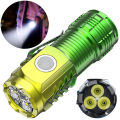 Mini LED Flashlight 3LED Ultra Strong Light Flash Light Portable USB Rechargeable Built-in Battery with Pen Clip and Tail Magnet. 