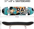 Skateboards For Kids 31X7.88 Complete Skateboard For Boys Girls Teens, 7 Layer Canadian Maple Double Kick Concave Cruiser Trick Skate Board For Beginners Youth Adults [31 Inches]. 