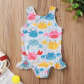 Yfashion Summer Kids Swimsuit Cartoon Crab Donut Printing Breathable Quick-drying Swimwear For 0-3 Years Old Girls Cotton. 