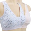 2Pieces Summer Thin Middle-Aged and Elderly Women's Sling Half Vest Pure Cotton Bra Mother Bra Undershirt. 