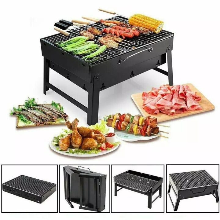 BBQ Grill Machine BBQ Stove Portable BLACK Small Barbecue Stove Charcoal BBQ Grill Patio Camping Picnic Burner Foldable BBQ Grills
