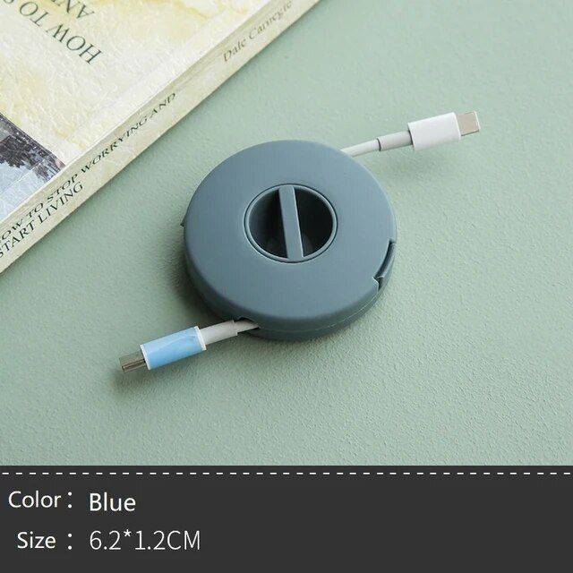 Portable Round Winder Storage Box Rotating Mobile Phone USB Data Cable ...