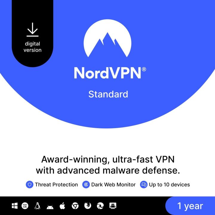 NordVPN Standard 2025 (1 Year, 10 Devices)