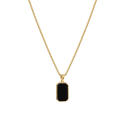 Long Women Black Pendant Gold Exquisite Rectangular Minimalist Necklace. 