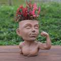Pot Plants Human Funny Face Flower Pot Collection Art Decorative with Drain Hole Head Planter Resin Face Pots for Bookshelf Bar. 